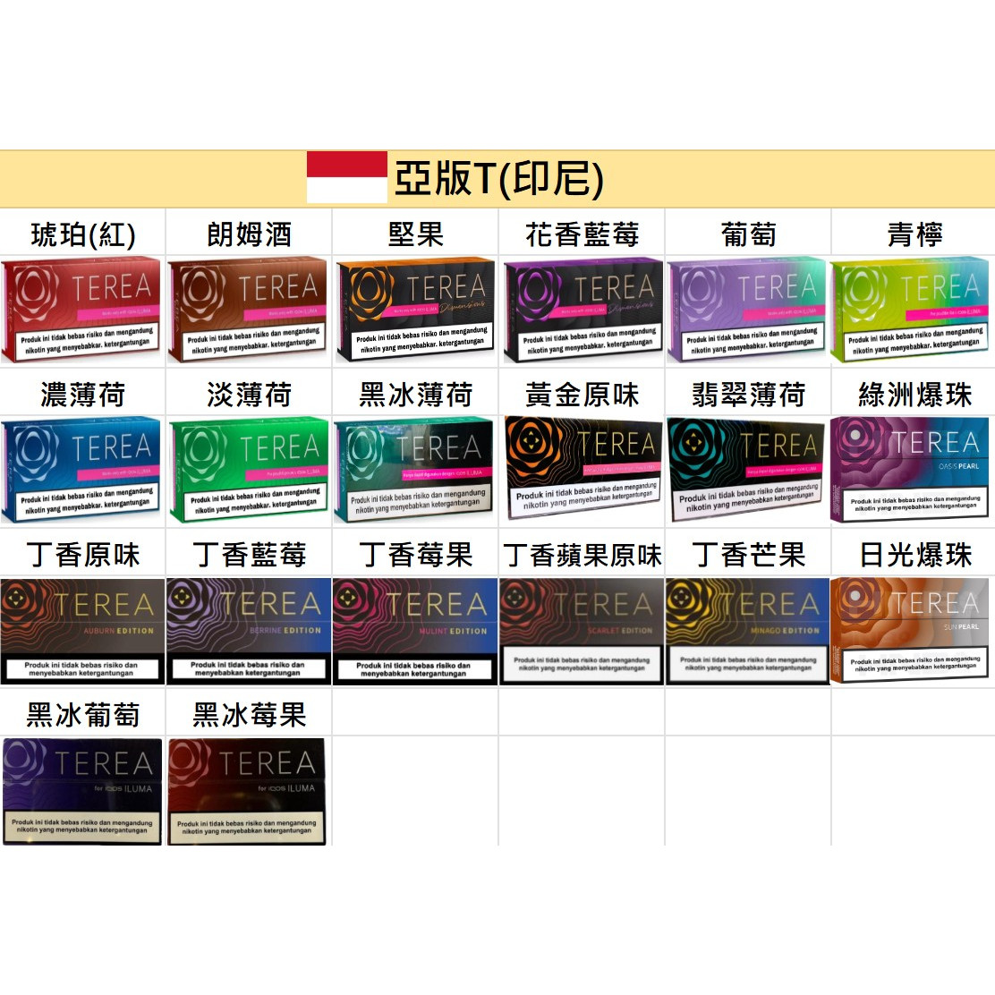 🇮🇩亞版TEREA (印尼)、亞T - (IQOS ILUMA專用) IQOS菸彈 日T 哈T 亞T 韓T TEREA HEETS 主機